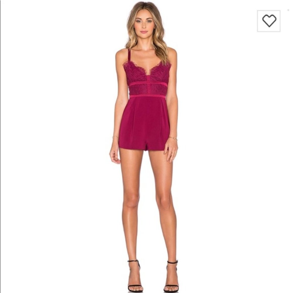 NWT keepsake Interlude Lace Romper Red Plum